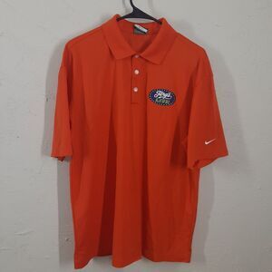 NIKE Golf Dri Fit Fergs Live Golf Polo Shirt Mens L Orange